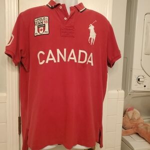 Polo Ralph Lauren Shirt Men XL Red Canada BIG Pony Golf Golfer Rugby